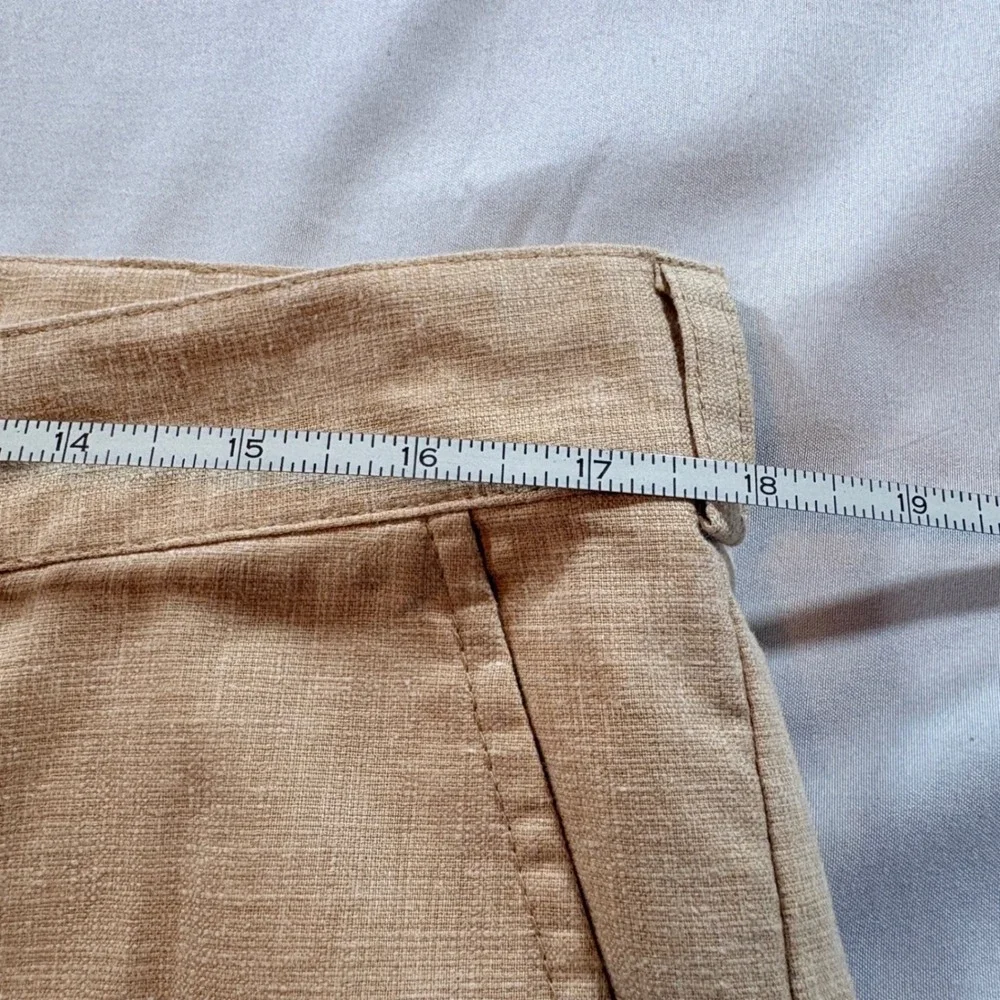 NHIH Linen Blend Straight Leg Pants Mens 36 Beige Tan Summer Beach Trousers